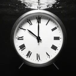 clock underwater, award winning black and white photography, high contrast, high definition