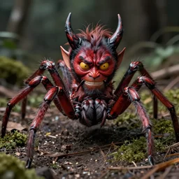 a portrait of a spider japanese devil animal illustrated by miyazaki by karol bak, james jean, tom bagshaw, rococo, sharp focus, trending on artstation, cinematic lighting, hyper realism, octane render, 8 k, hyper detailed, vivid, ultra detailed, highly detailed