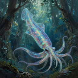 dragon squid spirit in a forest, a spectral draconic squid, extremely detailed oil painting, unreal 5 render, rhads, sargent and leyendecker, savrasov levitan polenov, bruce pennington, studio ghibli, tim hildebrandt, digital art, octane render, beautiful composition, trending on artstation, award winning photograph, masterpiece