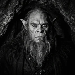 close up portrait of a scandinavian troll ogre inside a cave kvlt by peder balke by peder balke by greg rutkowski, by guido crepax by norman bluhm mystic high contrast monochromatic noir