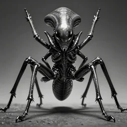 a black and white high quality photo of a strange insectoid alien god with shiny carapace and many segmented legs, dark fantasy, sharp focus, vibrant, vivid, symmetry, highly detailed, cinematic, intricate lines, concept art by giger, tooth wu, beksinski, emil melmoth