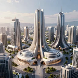 a highly detailed render of an alien city, octane render, unreal engine, ray traced, 4 k, modernism, photorealistic
