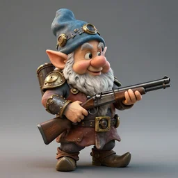dwarf detailed with shotgun steampunk, hyperrealistic