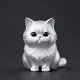 a minimalist cute sticky persian cat silver, by random artist
