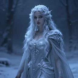 goddess of winter. cold atmospheric lighting. fantasy concept art by greg rutkowski.