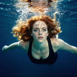 emma stone, underwater bubbly scenery, radiant light, ismail inceoglu