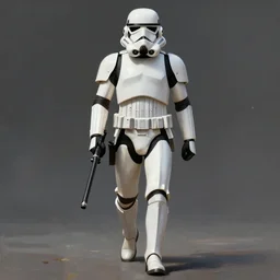 an imperial stormtrooper walking, full body photography, concept art by Doug Chiang cinematic, realistic painting, high definition, concept art, the Mandalorian concept art style