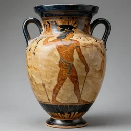 ferryman charon, design on ancient greek amphora