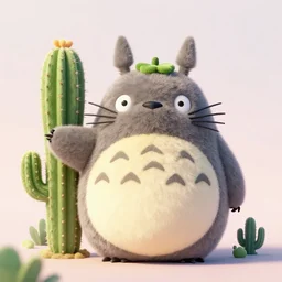 cactus, plush, Totoro, soft render, dreamlike, pastel Ilya Kuvshinov