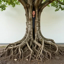 Person made out tree roots, potrait, greg rutkowski