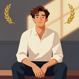 a man sitting, flat design art