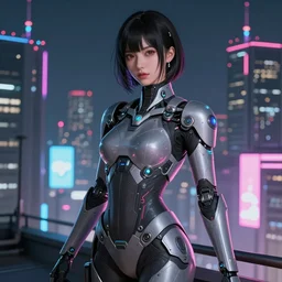 portrait futuristic Cyber warrior Girl, in future cyberpunk tokyo rooftop , ssci-fi, fantasy, intricate, very very beautiful, elegant, neon light, highly detailed, digital painting, artstation, concept art, smooth, sharp focus, illustration, art by WLOP and tian zi and alphonse mucha