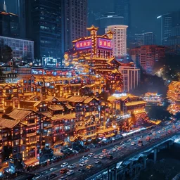 cyberpunk city scene in chongqing, china, traffic flow, chinese style, art by moebius, artstation trending, gorgeous night, low saturation, fantasy art, octane render, ureal engine, mist, hyperdetailed, animation, by lownine.