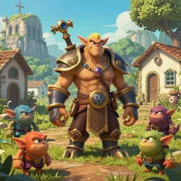 Ouro preto Minas gerais by dofus online Rendering with several goblins . full of details, by squaresoft and breath of fire 4, Matte painting, trending on artstation and unreal engine