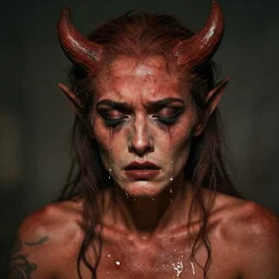 The Devil with tears streaming down his face