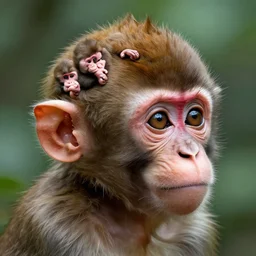 little monkeys inside my head, digital art, hyper detailed