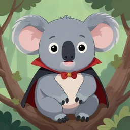 a vampire koala, digital art, anime art style