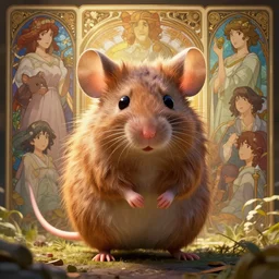 highly detailed portrait of a very cute fluffy mouse with long hairs, stephen bliss, unreal engine, fantasy art by greg rutkowski, loish, rhads, ferdinand knab, makoto shinkai and lois van baarle, ilya kuvshinov, rossdraws, tom bagshaw, alphonse mucha, global illumination, radiant light, detailed and intricate environment