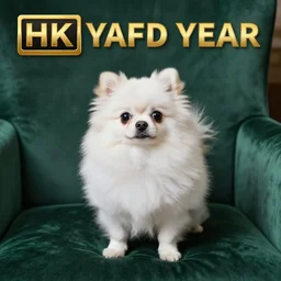 a small white fluffy pomeranian chihuahua dog on a green velvet sofa, photorealistic, hyper detailed, rich and vibrant colors, focused, 8k, award winning masterpiece, photograph of the year