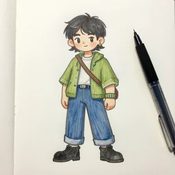 character illustration, drawn with glass pen