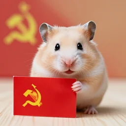communist hamster with ussr flag