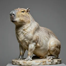 “muscular capybara, highly detailed, humanoid, realistic, marble sculpture, Michelangelo sculpture, very old, dusty”