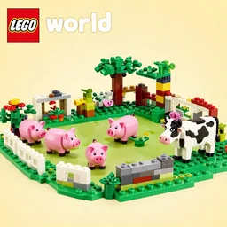 lego world farm with little piggies and cows