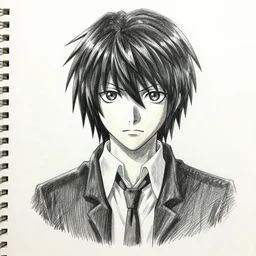 L character from death note ::2.3, realistic pencil portrait ::1.5