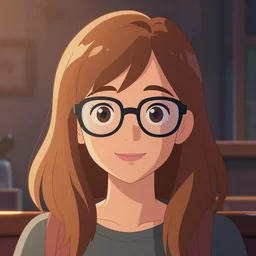 portrait of cute geek girl in glasses and lightbrown hair, smiling, cel shaded vector art, toon shading, behance, hd by lois van baarle, artgerm, helen huang, by makoto shinkai and ilya kuvshinov, rossdraws, studio disney animation still