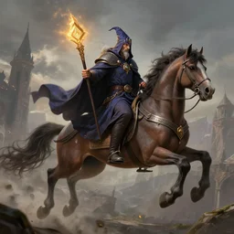 dungeons and dragons, wizard on a flying horse
