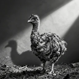 a black & white photograph of a dodo