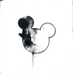 black outline in the shape of mickey mouse, by tom bagshaw