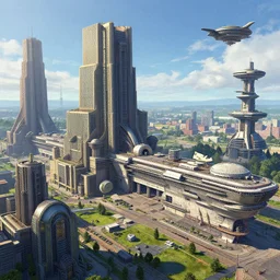 a beautiful colourful scifi rendering of massive brutalist industrial military modern cathedral buildings and mri machines, massive aircraft carrier towers futuristic modern cathedral architecture with hangar bays maschinen krieger, digital art, hyperrealist, artstation, Simon Stälenhag, greg rutkowski