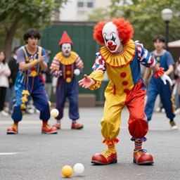angry clowns playing dodgeball