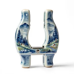 ceramic clamp, high detail macro photography, isolated on a pure white background, centered, entire object in frame, sharp focus, soft studio lighting