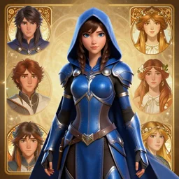 cassandra cain in destiny hunter armor, blue armor, wearing a hooded cloak, beautiful face!!!!, 2 7 years old, cg animation, realistic, character select portrait, by artgerm, greg rutkowski, alphonse mucha, 3 d