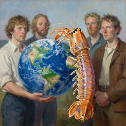 an airbrush painting of a mantis shrimp holding the planet earth in its tendrils by destiny womack, gregoire boonzaier, harrison fisher, richard dadd