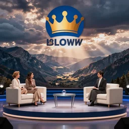 talk show with blue crown logo , TV show