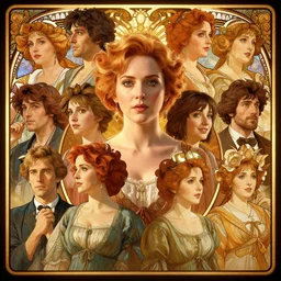 symmetrical!! highly detailed upper body portrait of christina hendricks in the 1 8 5 0 s, unreal engine, redhsift, octane render, by greg rutkowski, loish, rhads, ferdinand knab, makoto shinkai and lois van baarle, ilya kuvshinov, rossdraws, tom bagshaw, alphonse mucha, global illumination, radiant light, detailed and intricate