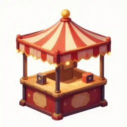 evil carnival booth, orthographic, game resource, sidescroller platformer game, 2 d artwork by dom qwek, front side full, trending on polycount, artstation, 2 d hard surface modeling, hd, vray, 8 k, sharp high quality artwork in style of greg rutkowski, concept art, blizzard artwork