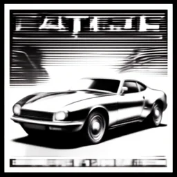 the car from the future, vintage, futuristic style, retro - futurism, black and white, poster