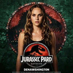 Natalie Portman plays Denzel Washington in satire film, Jurassic park Satire movie poster