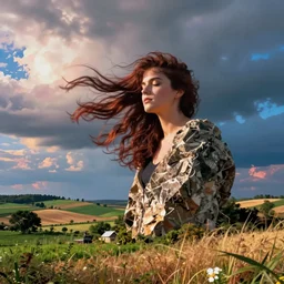 rock music turning into wind, countryside, digital art, artstation, high detail, vibrant colors