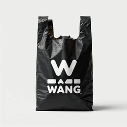 minimalist trendy logotype design for black plastic bag company called wang that represents high quality and efficiency, 3 d vector, fresh cool colors, trending on behance