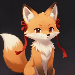 a cute anthropomorphic fox girl wearing red ribbons. artstation, pixiv, furaffinity. digital artwork of a fursona