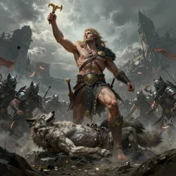 Ares sacrificing his soul for his soldiers, rising body, god and war, fantasy, werewolves