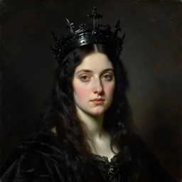 The portrait of Lady in black wax crown by William-Adolphe Bouguereau, dark fantasy, witcher, very detailed oil painting, masterpiece, 8k