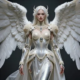 beautiful!! futuristic cyberpunk angel warrior with ornate slick pearl armor and robes artgerm anne stokes highly detailed 8 k hdr smooth sharp focus high resolution award - winning photo photorealistic
