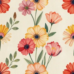 a Fabric art style of flowers