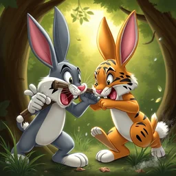 a bunny killing a tiger, disney anination